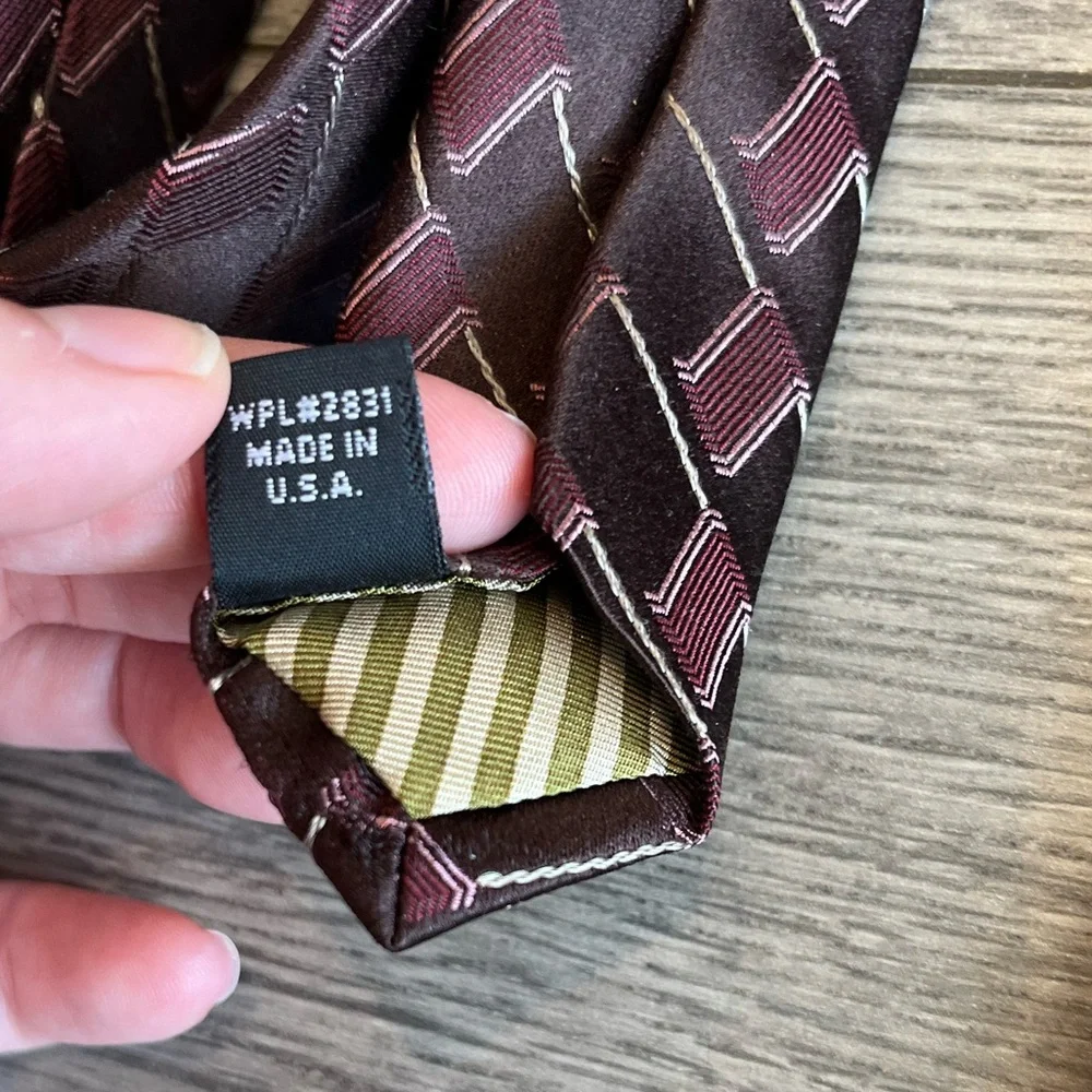 Joseph Abboud Men’s Neck Tie Geometric Print Square Silk Workwear Dressy Formal